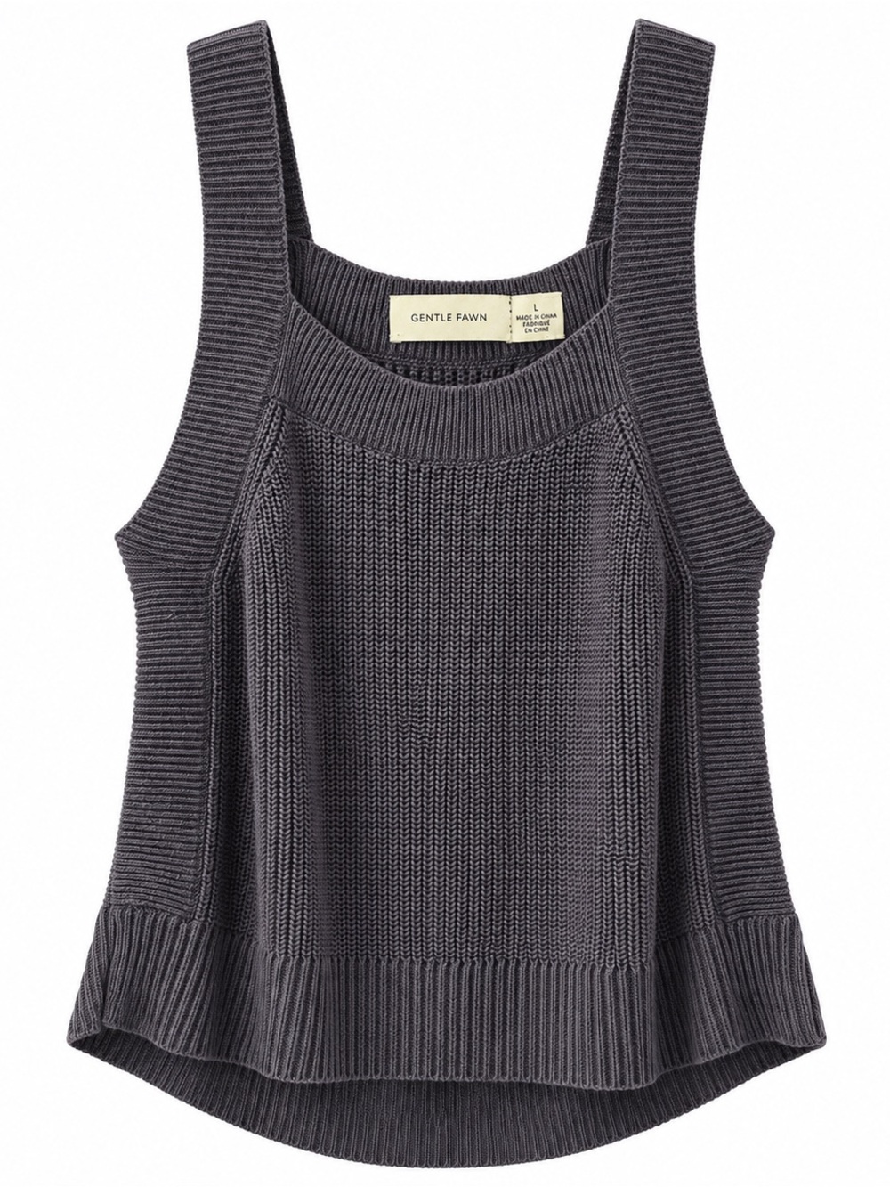 Gentle Fawn Chunky Knit Square Neck Sweater Tank Grey L
